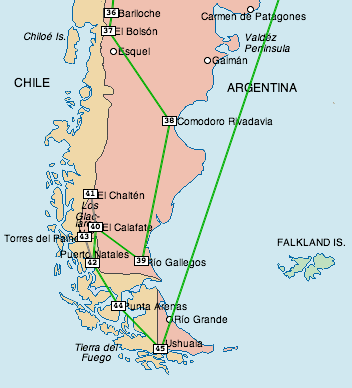 Patagonia (Chile & Argentina) map