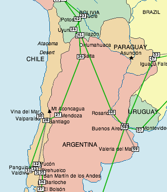 Chile and Argentina - the North, Paraguay and Uruguay map