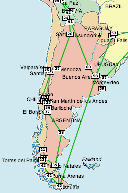 Chile, Argentina, Paraguay and Uruguay map