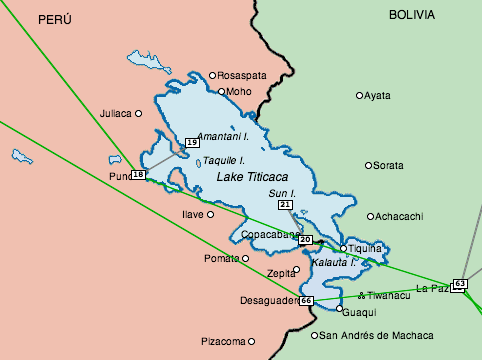 Lake Titicaca and environs (Peru/Bolivia) map