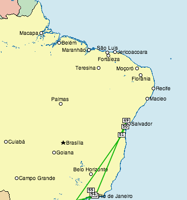 Northeastern Brazil map